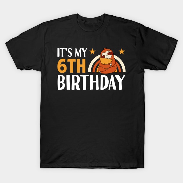 It's My 6th Birthday Sloth T-Shirt by Tesszero